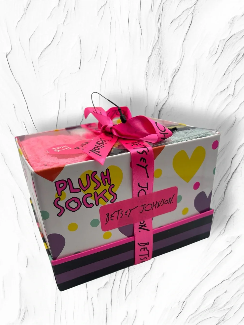NWT Betsey Johnson 3 Pack Plush Cozy Socks Gift Box Set Multi